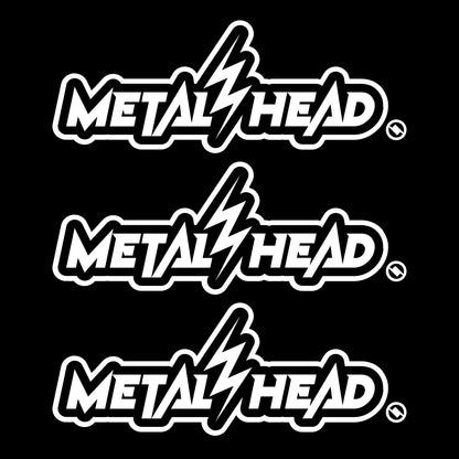 White 6 inch, Metalhead Lightning  Bolt, vinyl decal 3 pack bundle.