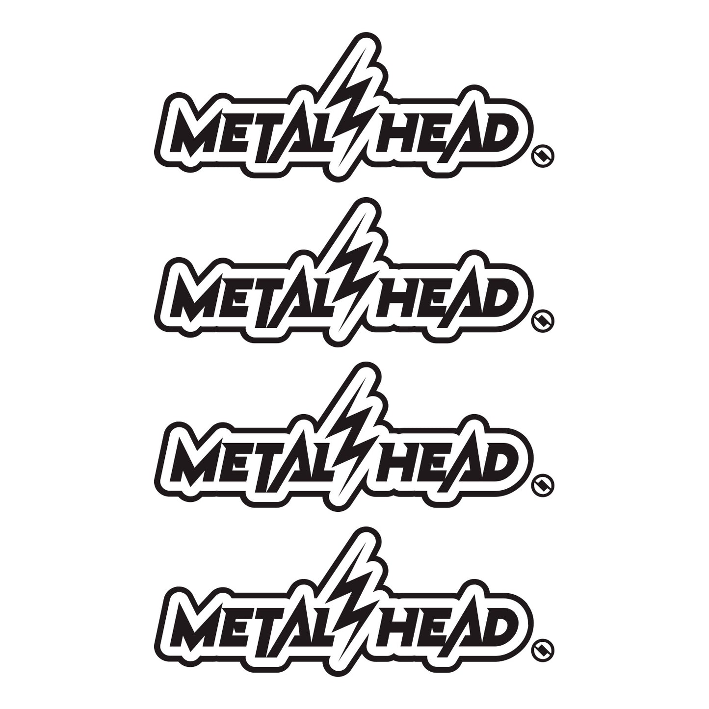 Black 6 inch, Metalhead Lightning  Bolt, vinyl decal 4 pack bundle.