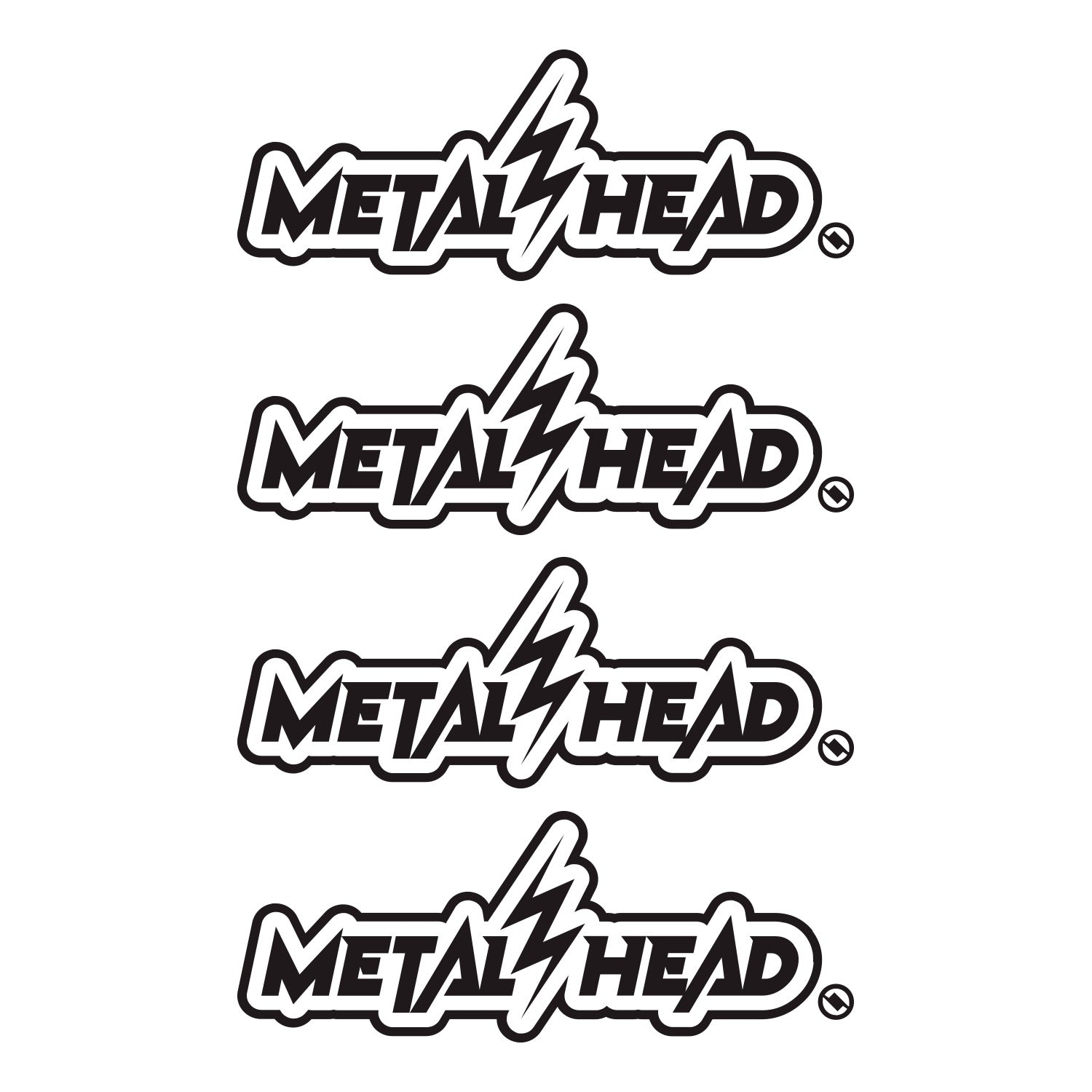 Black 6 inch, Metalhead Lightning  Bolt, vinyl decal 4 pack bundle.