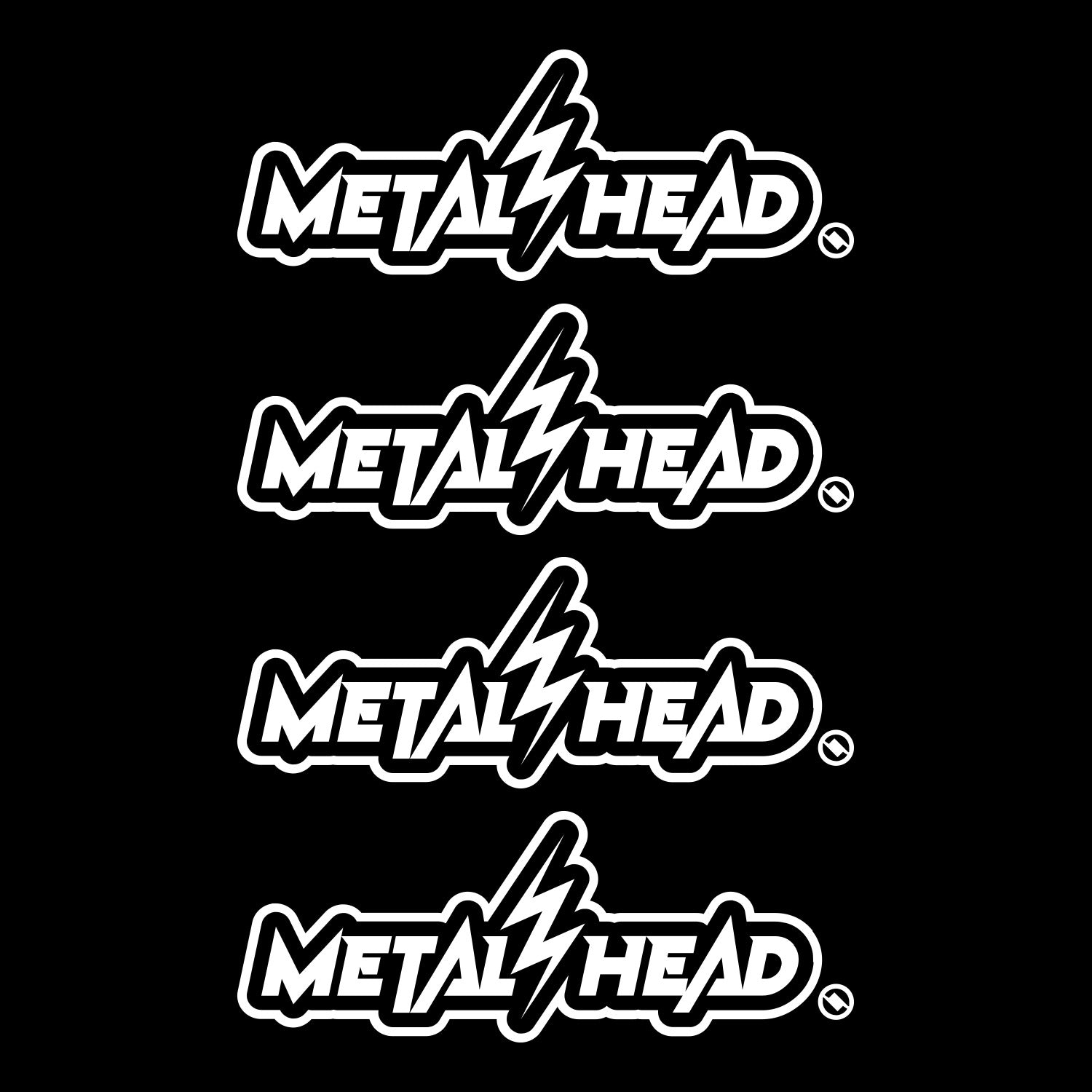 White 6 inch, Metalhead Lightning  Bolt, vinyl decal 4 pack bundle.