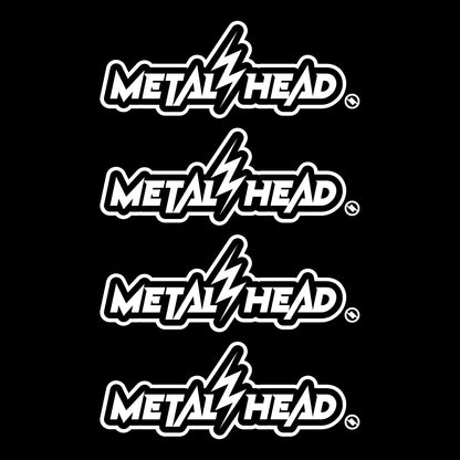 White 6 inch, Metalhead Lightning  Bolt, vinyl decal 4 pack bundle.