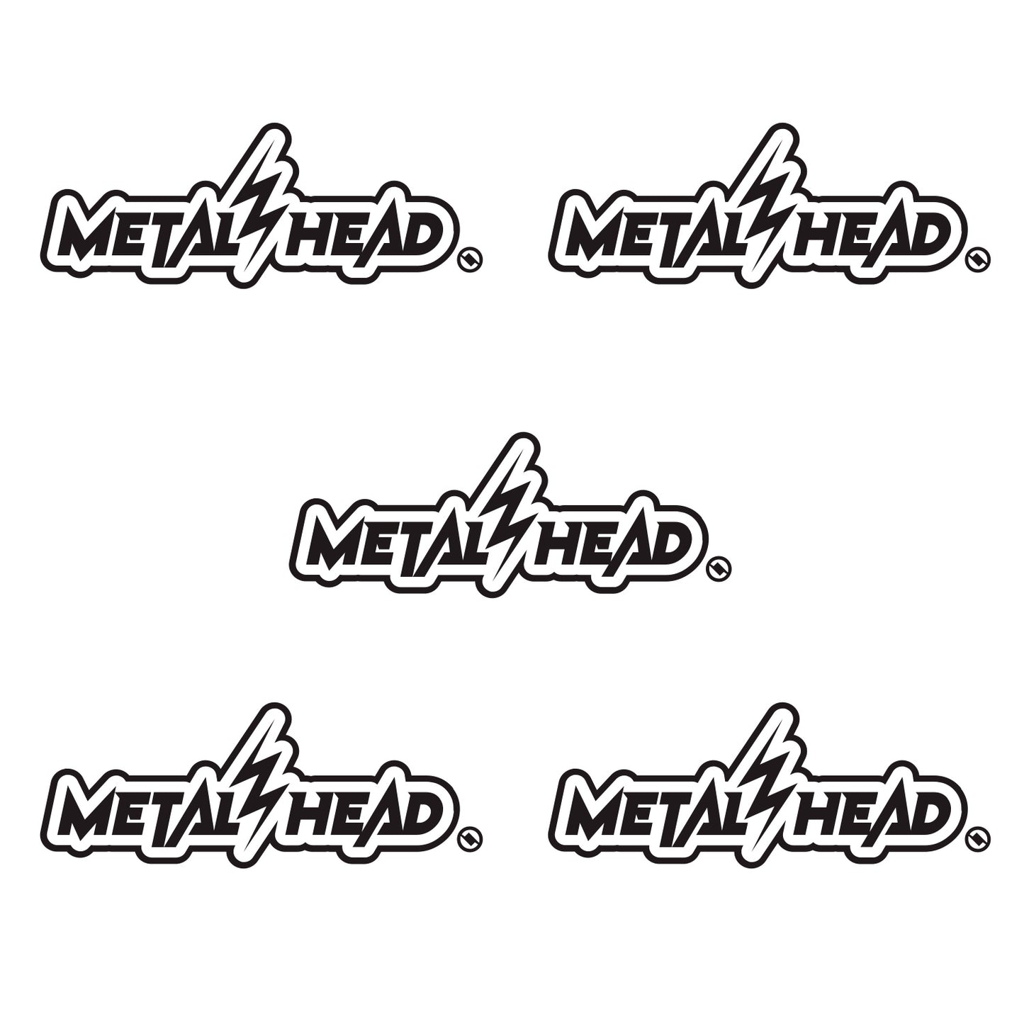 Black 6 inch, Metalhead Lightning  Bolt, vinyl decal 5 pack bundle.