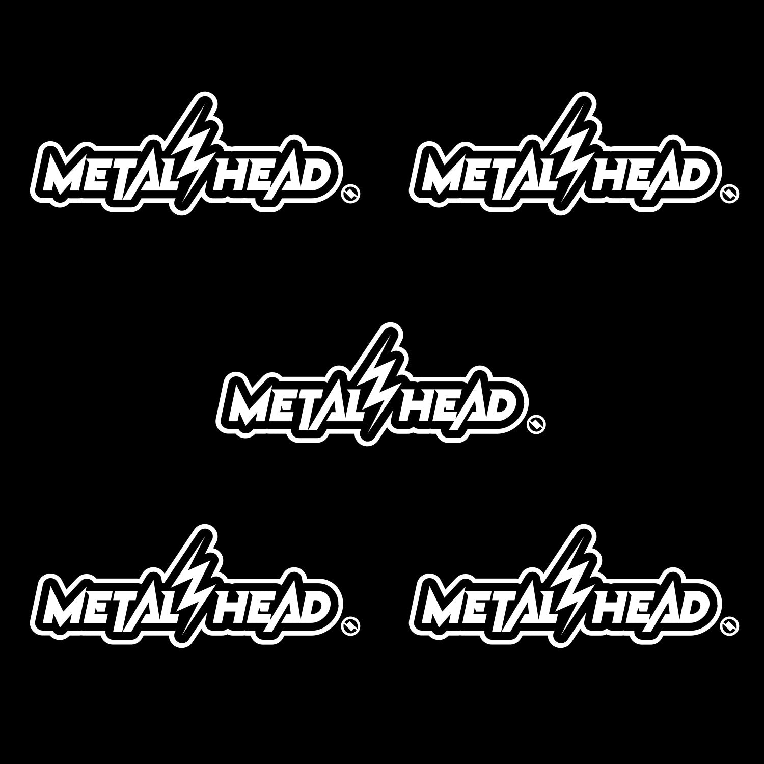 White 6 inch, Metalhead Lightning  Bolt, vinyl decal 5 pack bundle.