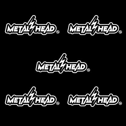 White 6 inch, Metalhead Lightning  Bolt, vinyl decal 5 pack bundle.