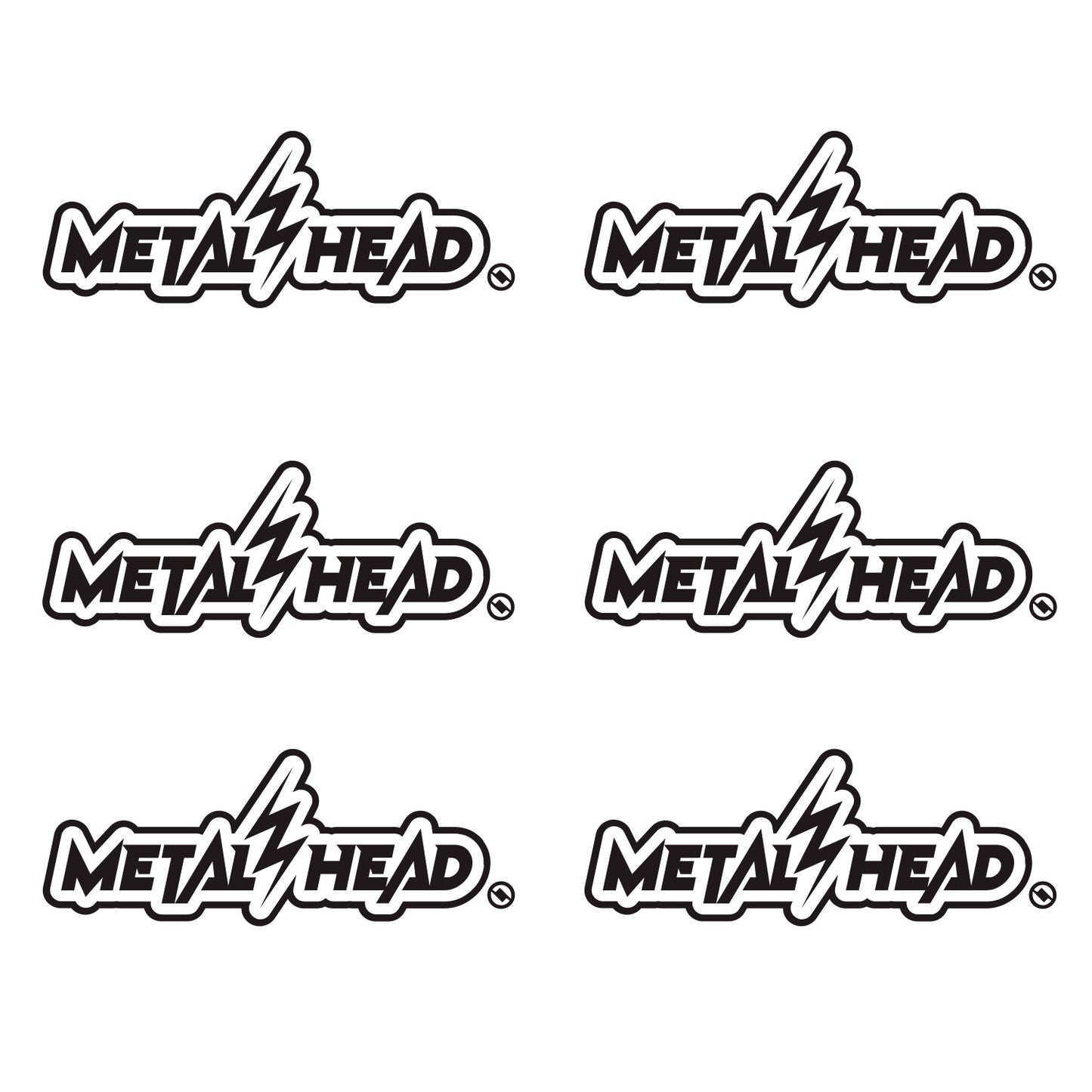 Black 6 inch, Metalhead Lightning  Bolt, vinyl decal 6 pack bundle.