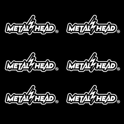White 6 inch, Metalhead Lightning  Bolt, vinyl decal 6 pack bundle.